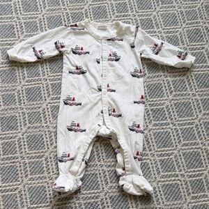 Charming White Baby Footie with Boat Design